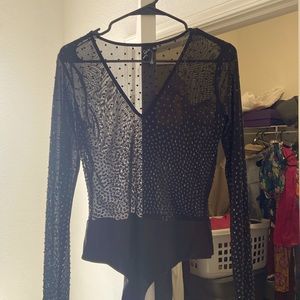 Black sheer studded body suit from Windsor